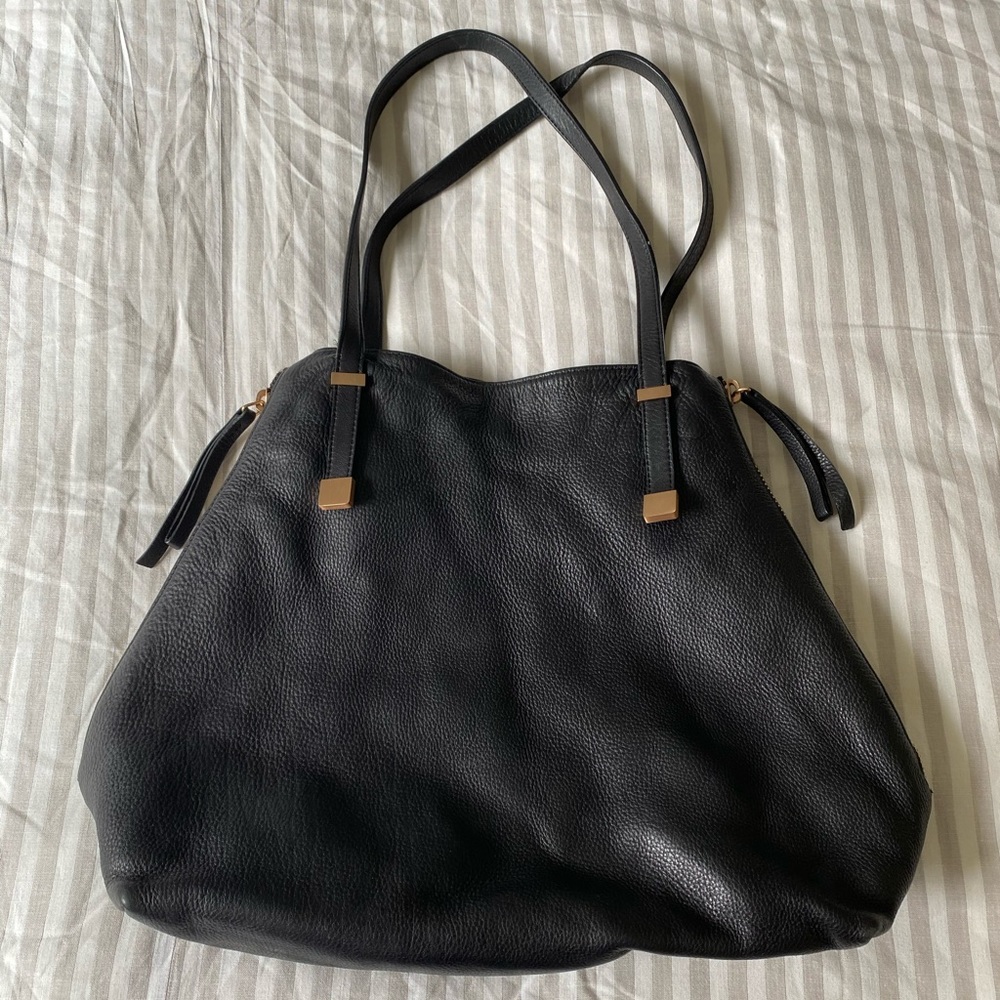 Joie Edie Tote- Black with linen zip panels